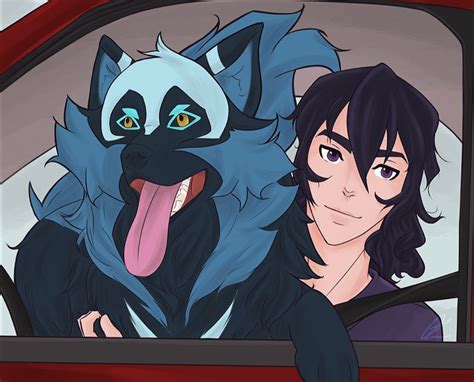 Keith Riding In His Car With Kosmo The Space Wolf From Voltron