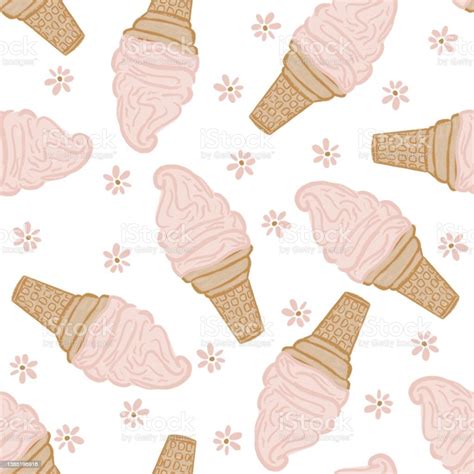 Pink Cute Ice Creams Pattern Design Stock Illustration Download Image