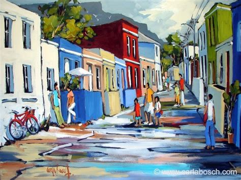 Well Known South African Artist Carla Bosch Depicts A Street Scene Of