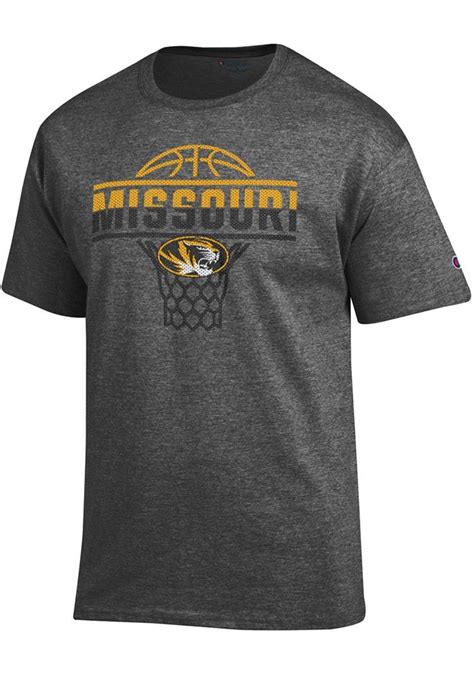 Champion Missouri Tigers Grey Basketball Short Sleeve T Shirt Grey 100 Cotton Size 2xl
