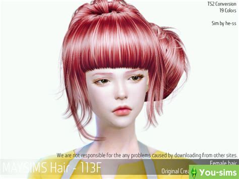 Скачать Прическа Hair 113 Female от Maysims к Sims 4 You Sims