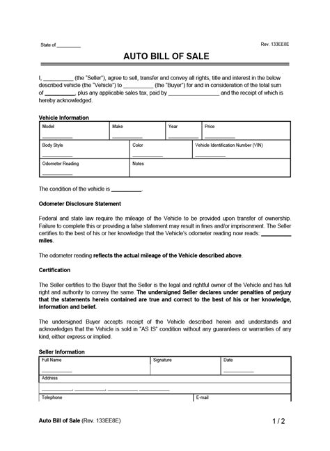 Free Missouri Bill Of Sale Form Pdf And Word Legaltemplates