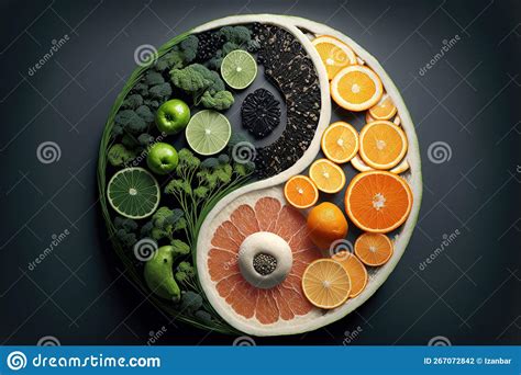 Yin Yang Symbol Made Of Healthy Food Generative Ai Stock Photo Image