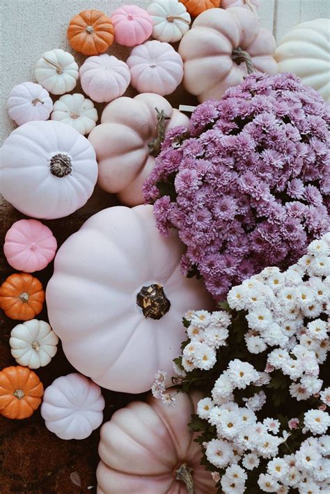 A Pink Fall Front Door Decor And Pink Pumpkins The Pink Dream Cute
