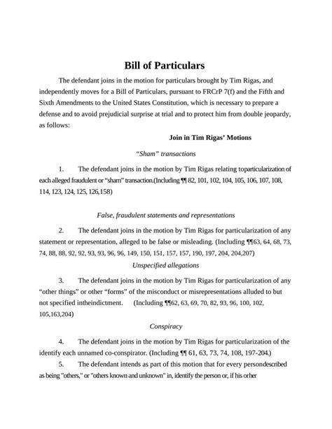 Bill Of Particulars Virtracing