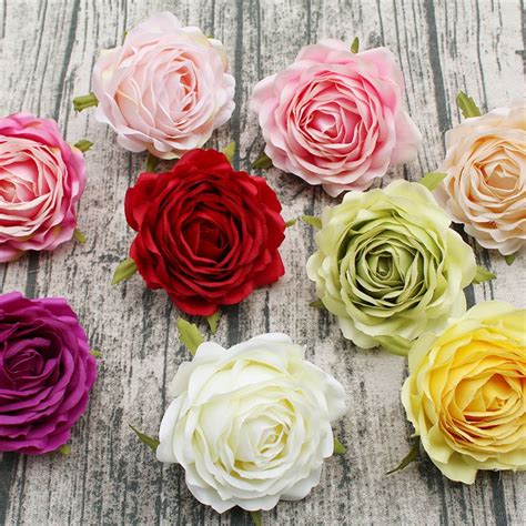 silk rose heads faux artificial flower heads 100pcs for wedding decor hair clips corsage diy
