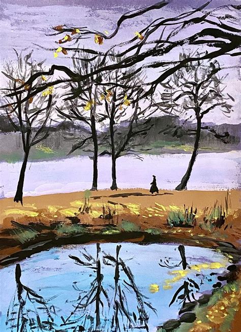 Autumn Pond Painting By Masha Batkova Fine Art America