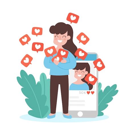 Free Vector A Person Addicted To Social Media Illustration