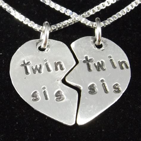 twin sisters necklace set twin split heart necklace best etsy sister necklace set sister