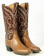 Tony Lama Brown Lizard Cowboy Boots Vintage Black Label US Made Mint ...