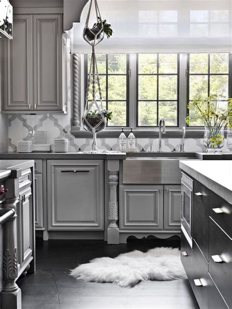 Gray Cabinet Kitchen With Backsplash Backsplash And Countertop Ideas