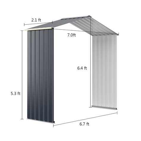 Gymax Gym09229 Outdoor Storage Shed Extension Kit For 7 Ft Shed Width Grey