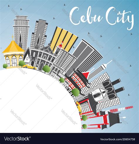 Cebu City Philippines Skyline With Gray Buildings Vector Image