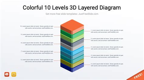 10 Levels 3d Layered Diagram For Powerpoint Just Free Slide