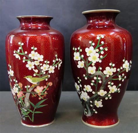 Vintage Japanese Red Enamel Vases Lawrence J Zinzi Antiques Inc