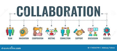 Teamwork Collaboration Typography Banner Stock Vector Illustration Of