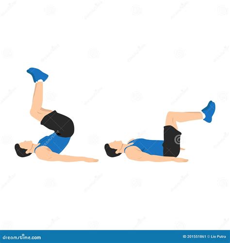 Reverse Crunch Woman Home Workout Exercise Illustration Young Athletic