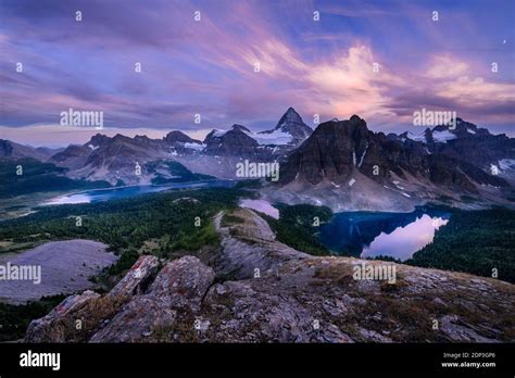 Sunset At Mount Assiniboine Stock Photo Alamy