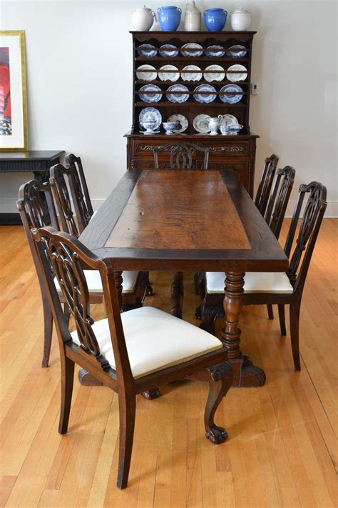 Narrow (up to 30 width) leinbach 23.62'' dining table. 18th Century Long Spanish-Colonial Dining or Kitchen Table with Trestle-Base at 1stDibs