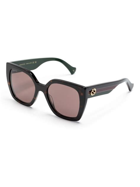 Gucci Eyewear Striped Square Frame Sunglasses Farfetch