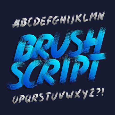 Hand Drawn Brush Stroke Alphabet Font Bold Capital Letters Stock