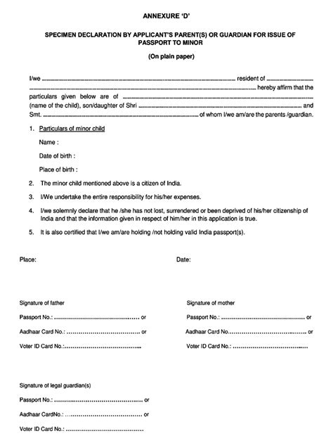 Annexure D For Passport Sample Fill Online Printable Fillable