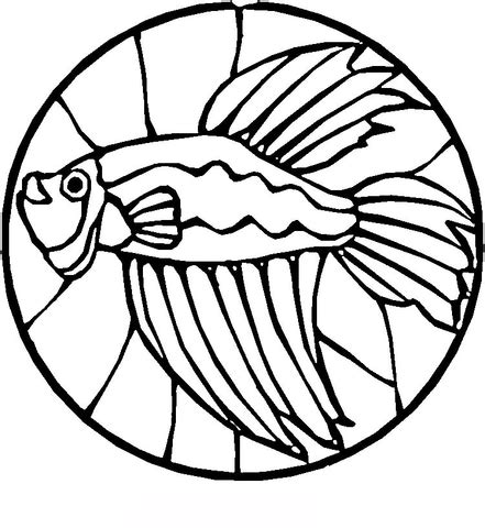Stained glass window with holy spirit coloring page | free printable coloring pages. Stained Glass Fish coloring page | SuperColoring.com