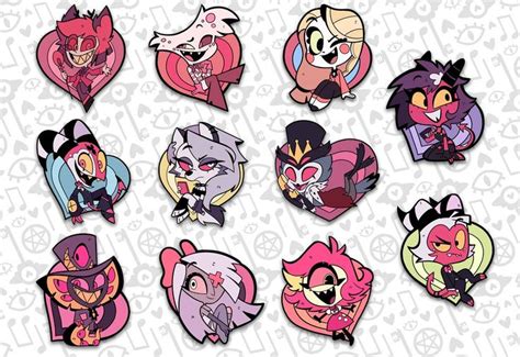 Cartoon Character Stickers With Different Colors And Sizes Including
