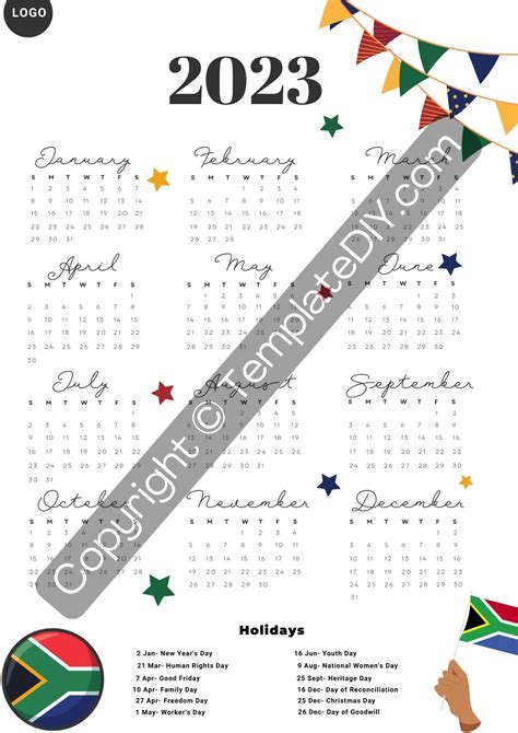 South Africa Calendar 2023 With Holidays In Pdf Word And Excel