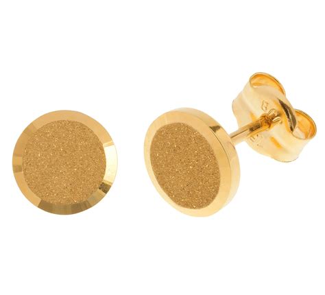 18ct Yellow Gold 6mm Satin Disc Stud Earrings Buy Online Free And