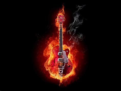 42 Flaming Guitar Wallpaper Wallpapersafari