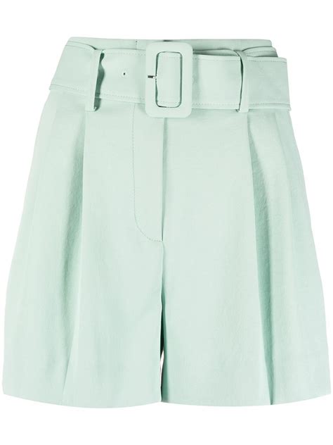 Argile Green Cotton High Waisted Shorts From SANDRO PARIS Featuring