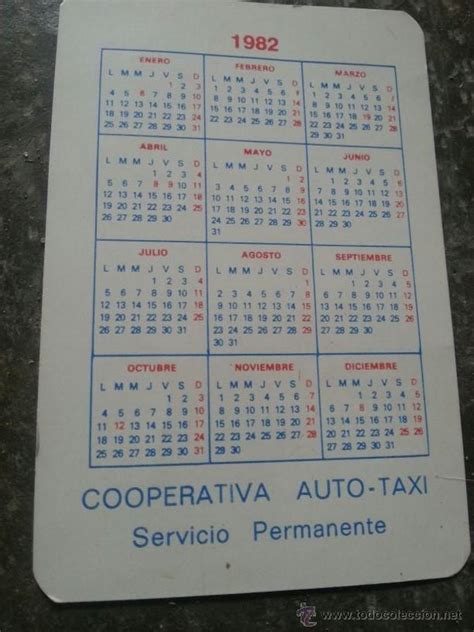 Calendario Radio Taxi Zaragoza 1982 Cooperati Comprar Calendarios