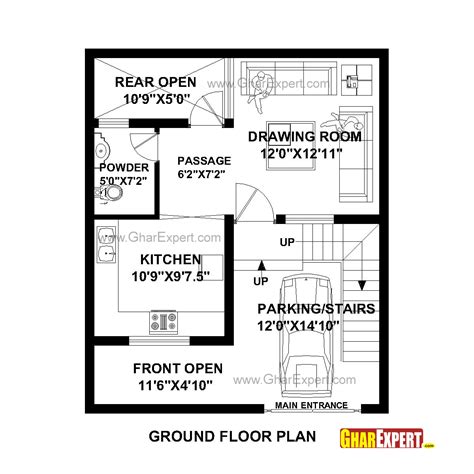 House Plan For 25 Feet By 30 Feet Plot Plot Size 83 Square Yards