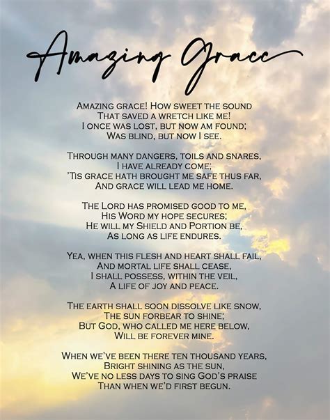 Amazing Grace Christian Prayer Art Print Etsy