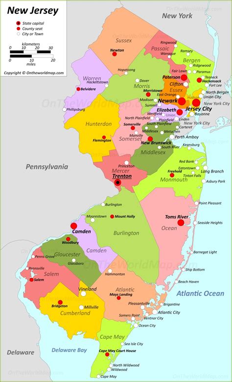 New Jersey Map Of Cities Show Me The United States Of America Map