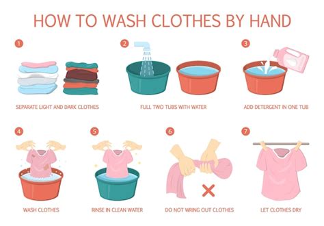 premium vector how to wash clothes by hand step by step guide for housewife clothing care