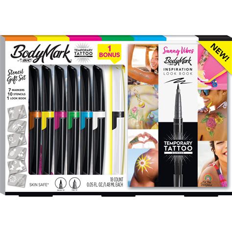 Buy Bodymark By Bic Temporary Tattoo Marker And Stencil Kit Sunny