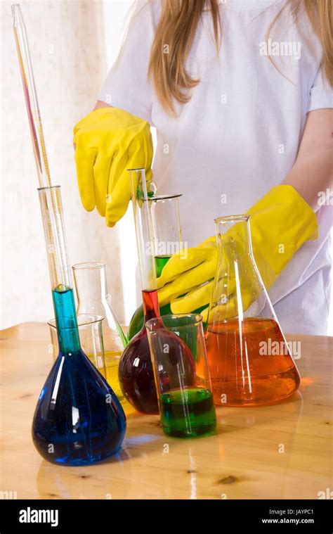 School Children Doing Chemistry Science Experiment Stock Photo Alamy