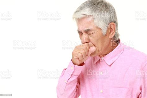 Senior Japanese Man Coughing Stock Photo Download Image Now