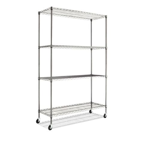 Alera Complete Wire Shelving Unit With Casters Four Shelf 48 X 18 X