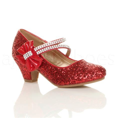 Girls Kids Childrens Low Heel Party Wedding Mary Jane Style Sandals