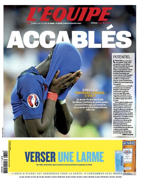 L'actualité sportive en temps réel www.lequipe.fr L'Equipe N°22635 du 11 juillet 2016 à télécharger sur iPad
