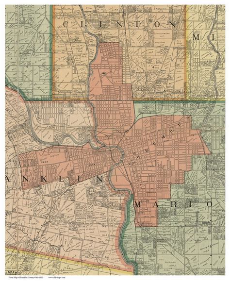 Columbus Ohio 1895 Old Town Map Custom Print Franklin Co Old Maps