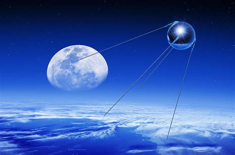 Sputnik 1 was the first artificial earth satellite. Sputnik 1 Satellite, Composite Image Photograph by Detlev ...