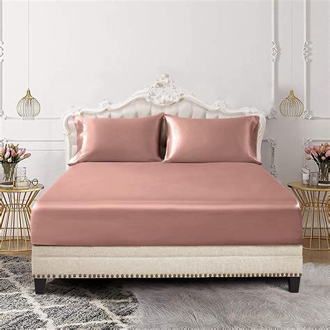 Siinvdabzx 3 Piece Set Satin Twin Fitted Sheet And 2