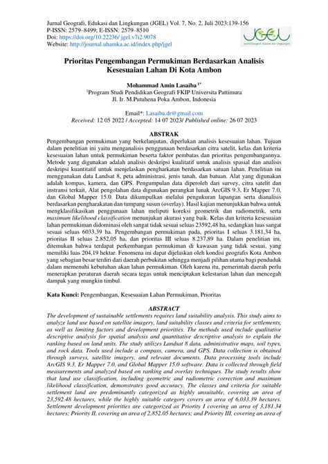 Pdf Prioritas Pengembangan Permukiman Berdasarkan Analisis Kesesuaian