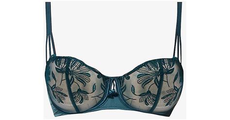 Aubade Lovessence Lace Embroidered Half Cup Mesh Bra In Blue Lyst