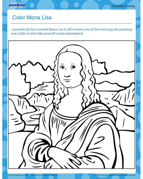 Color Mona Lisa Free Printable Coloring Page For Kids