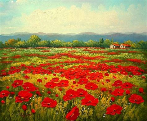 Unknown Artist Poppy Field Painting Best Paintings For Sale